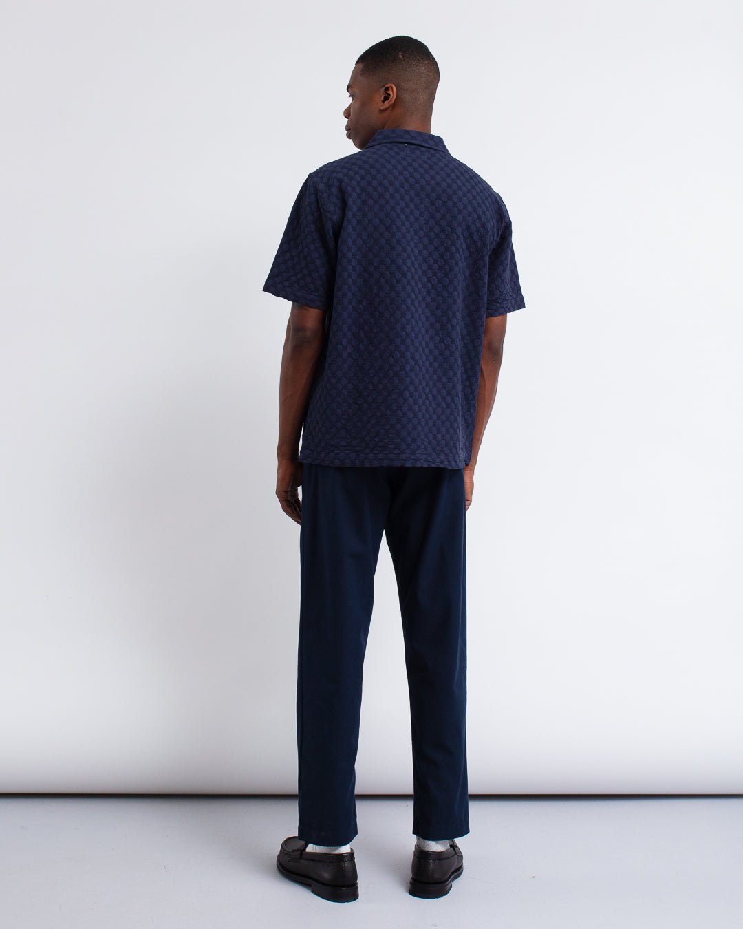 Road Shirt Seersucker Navy - UNIVERSAL WORKS