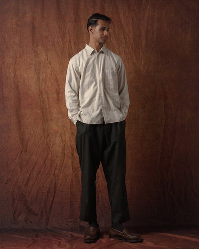 Square Pocket Shirt Brushed Flannel Ecru - UNIVERSAL WORKS