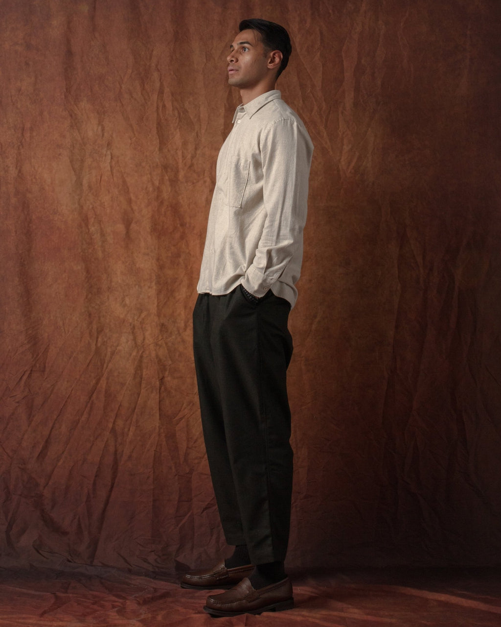 Square Pocket Shirt Brushed Flannel Ecru - UNIVERSAL WORKS