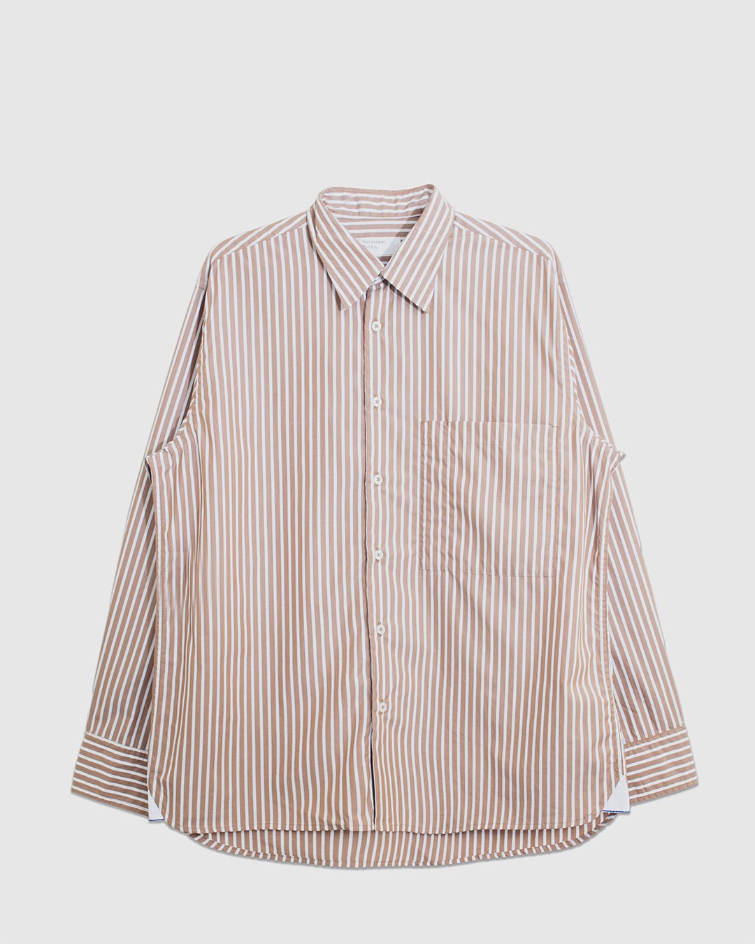 Square Pocket Stripe Shirt Brown/White - UNIVERSAL WORKS