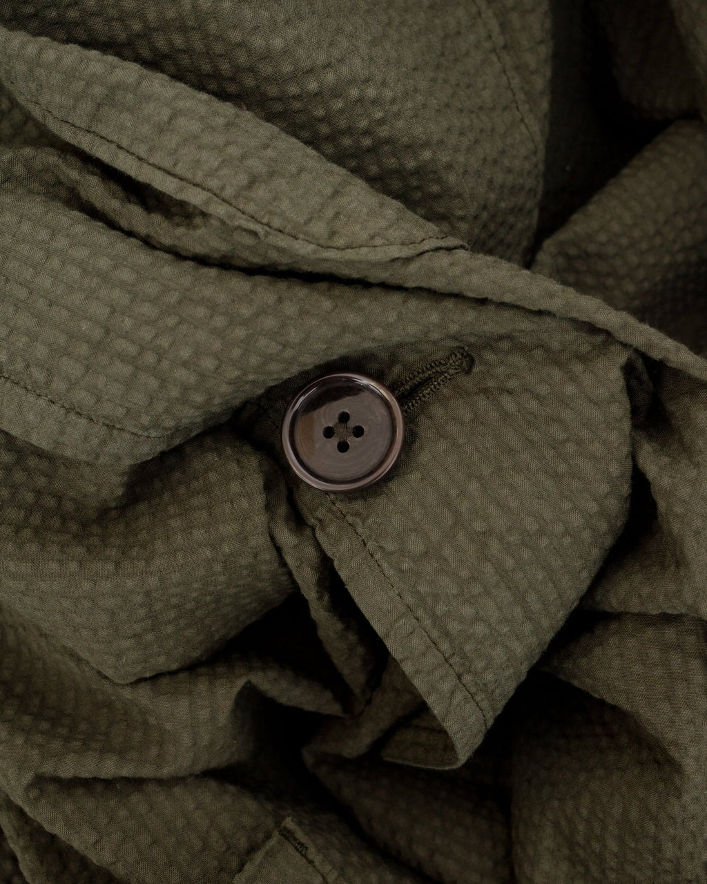 Three Button Jacket Merida Seersucker Olive - UNIVERSAL WORKS