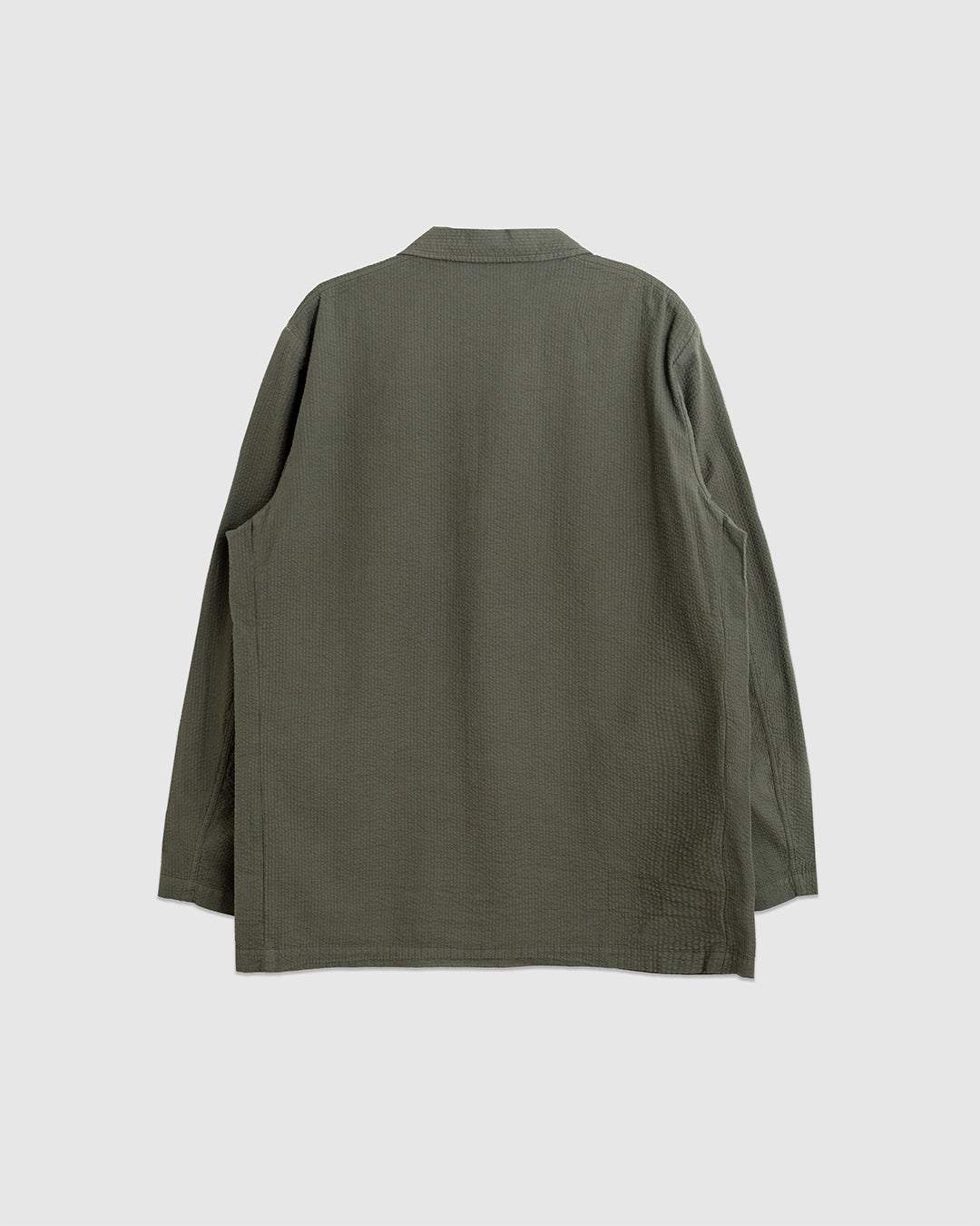 Three Button Jacket Merida Seersucker Olive - UNIVERSAL WORKS