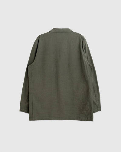 Three Button Jacket Merida Seersucker Olive - UNIVERSAL WORKS
