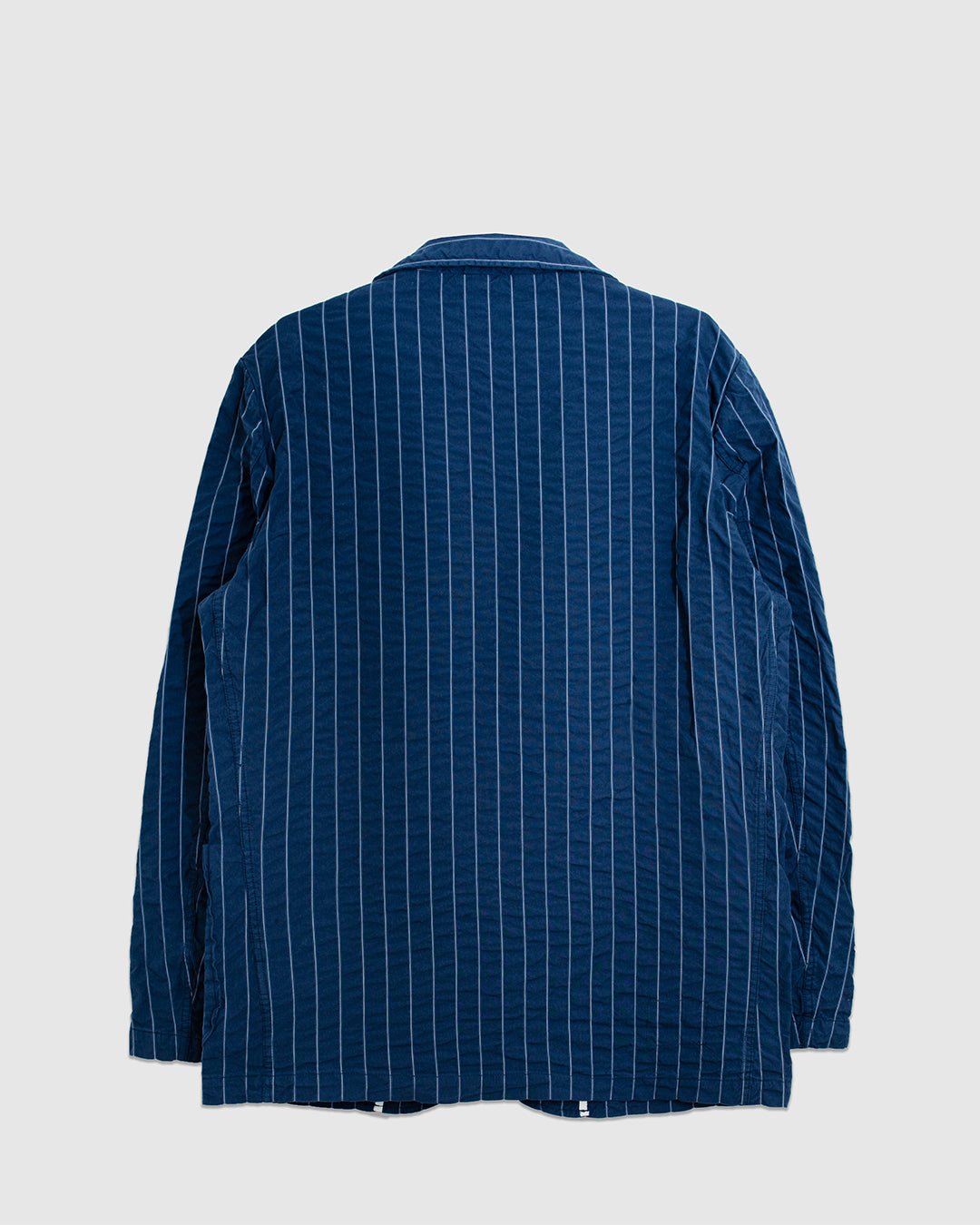 Two Button Jacket Chester Stripe Navy - UNIVERSAL WORKS