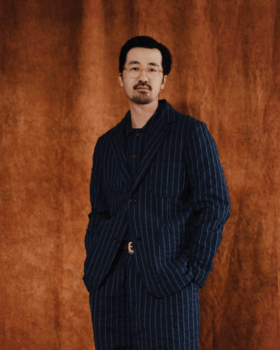 Two Button Jacket Chester Stripe Navy - UNIVERSAL WORKS