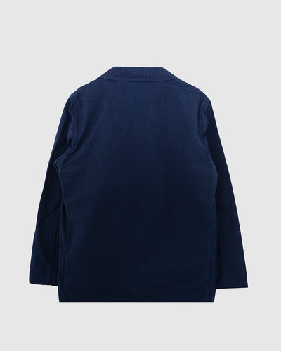 Two Button Jacket Derby Stripe Navy - UNIVERSAL WORKS