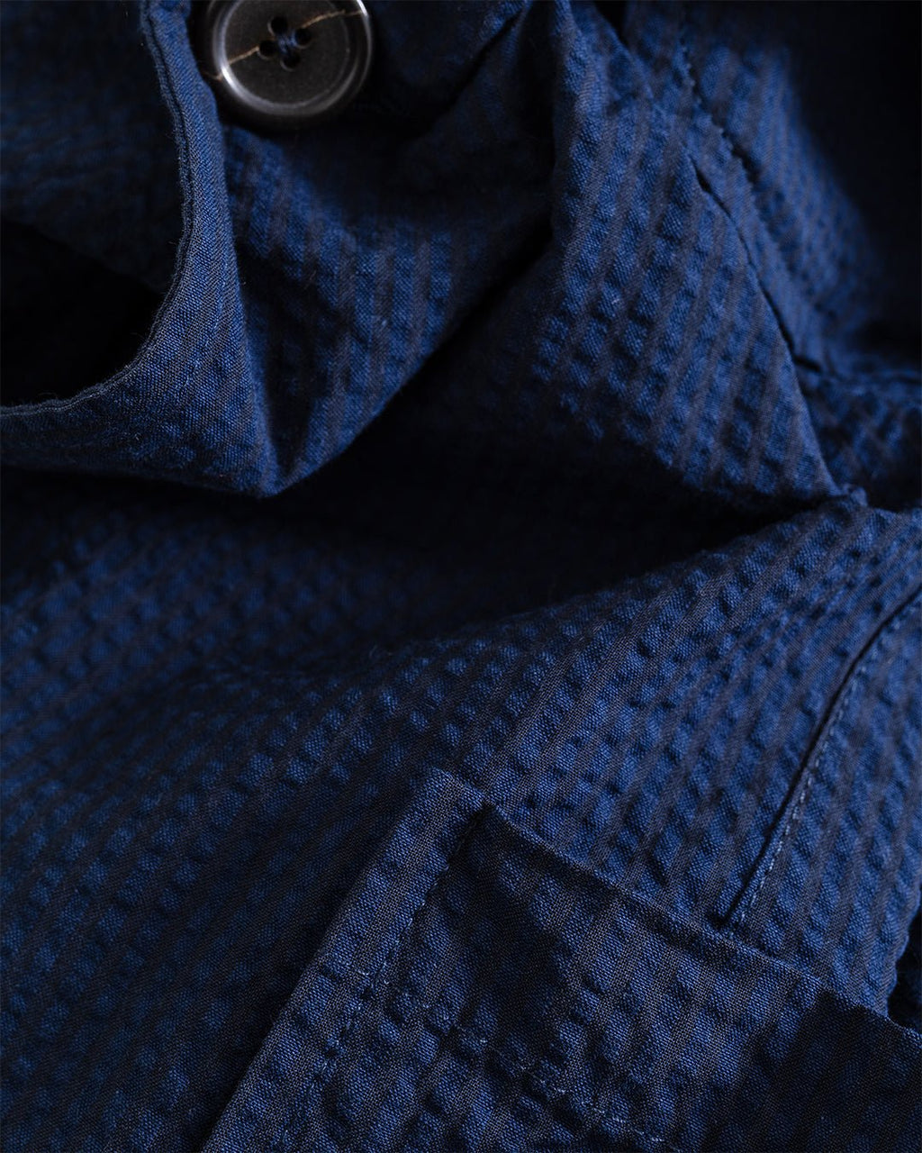 Two Button Jacket Derby Stripe Navy - UNIVERSAL WORKS