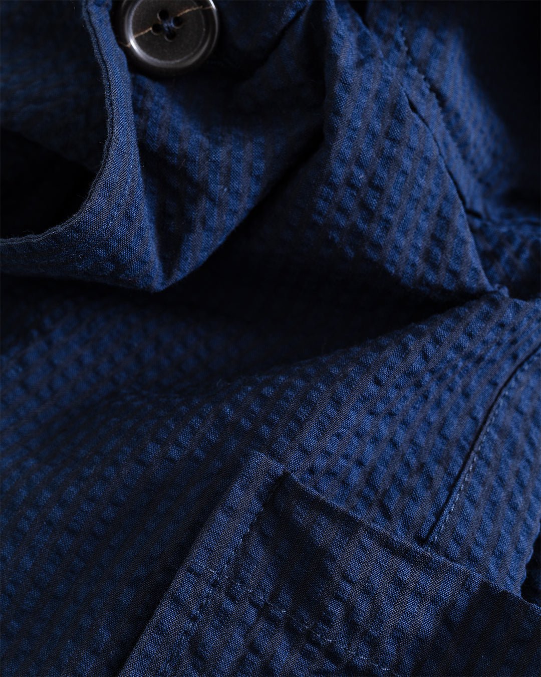 Two Button Jacket Derby Stripe Navy - UNIVERSAL WORKS