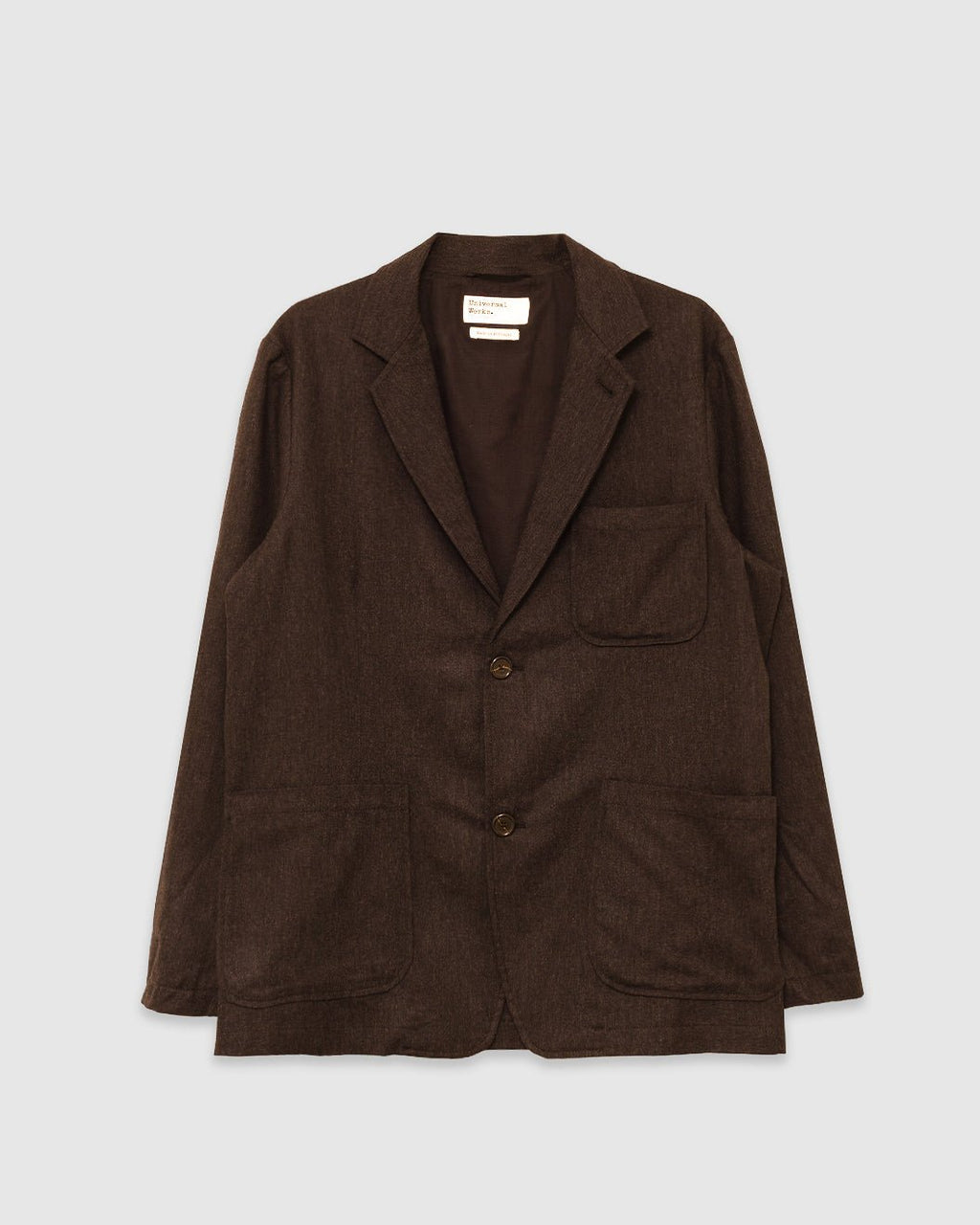 Two Button Jacket Recycled Italian Tweed Brown - UNIVERSAL WORKS