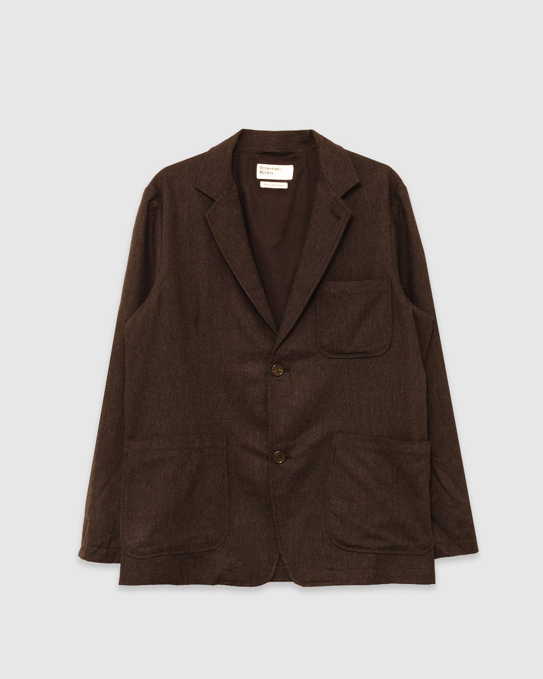 Two Button Jacket Recycled Italian Tweed Brown - UNIVERSAL WORKS