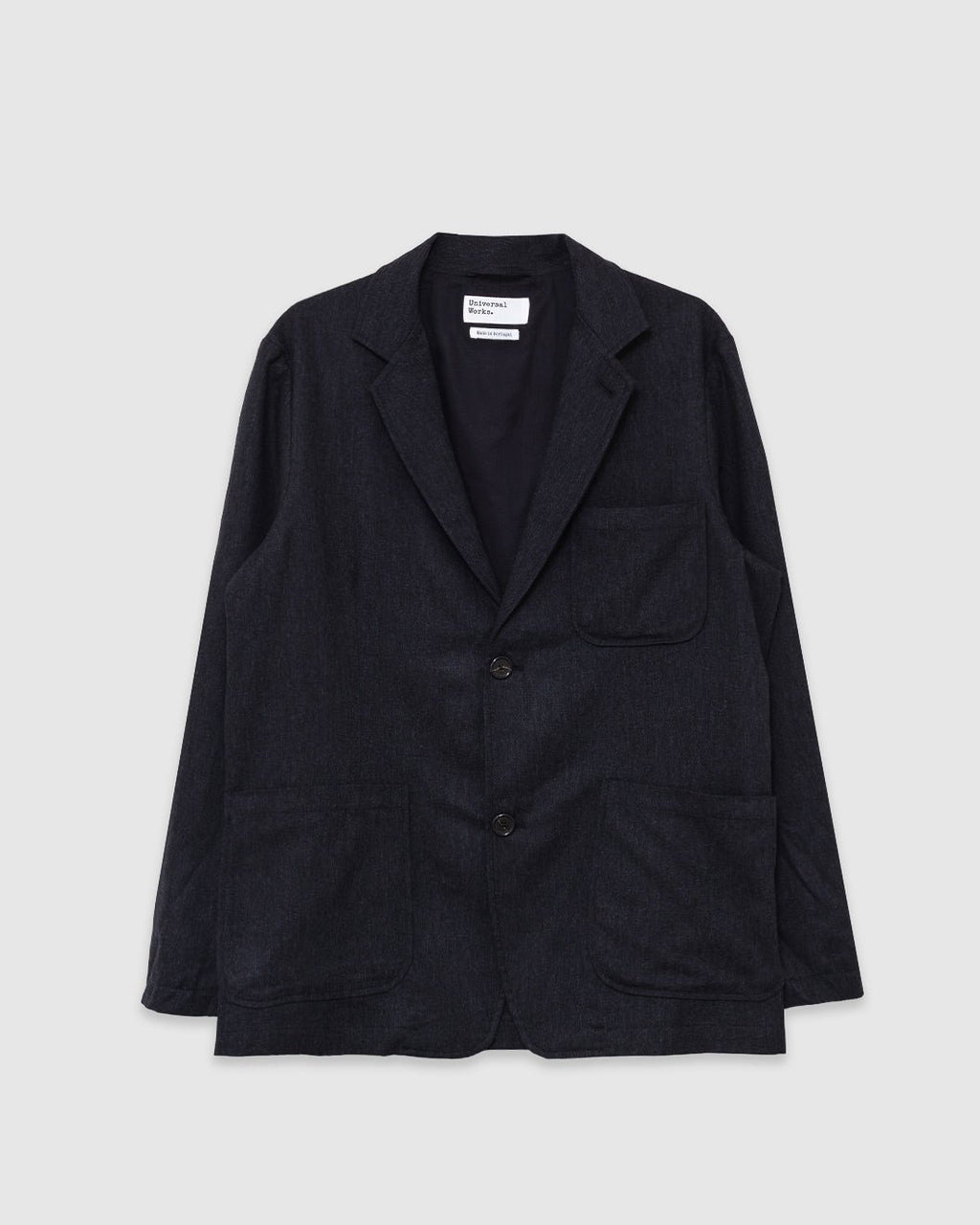 Two Button Jacket Recycled Italian Tweed Charcoal - UNIVERSAL WORKS