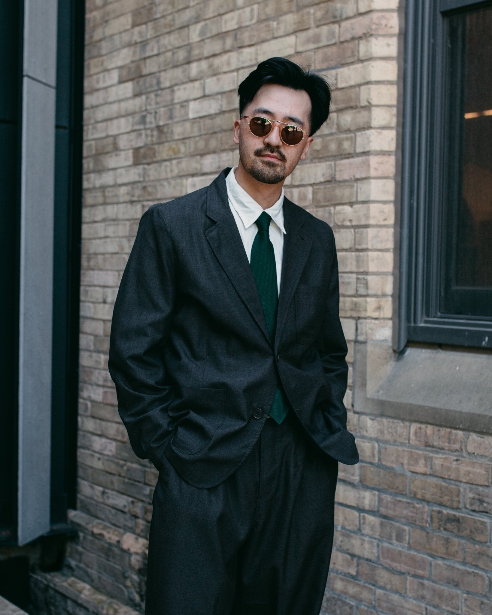 Two Button Jacket Tropical Suiting Brown Marl - UNIVERSAL WORKS