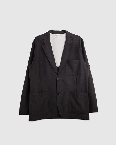 Two Button Jacket Tropical Suiting Brown Marl - UNIVERSAL WORKS