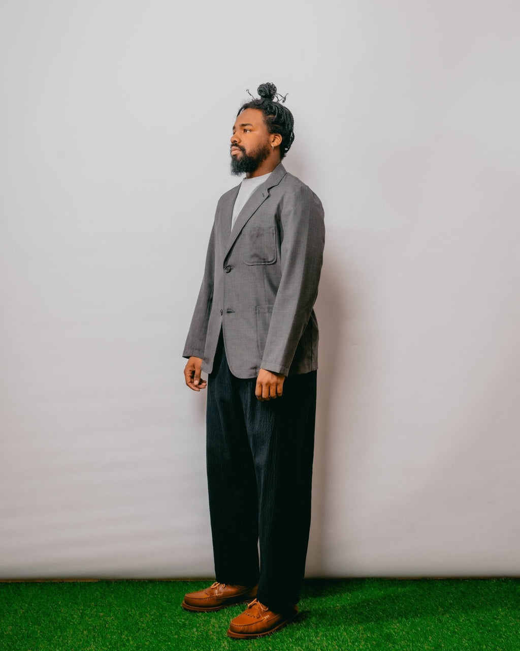 Two Button Jacket Tropical Suiting - Grey Marl - UNIVERSAL WORKS
