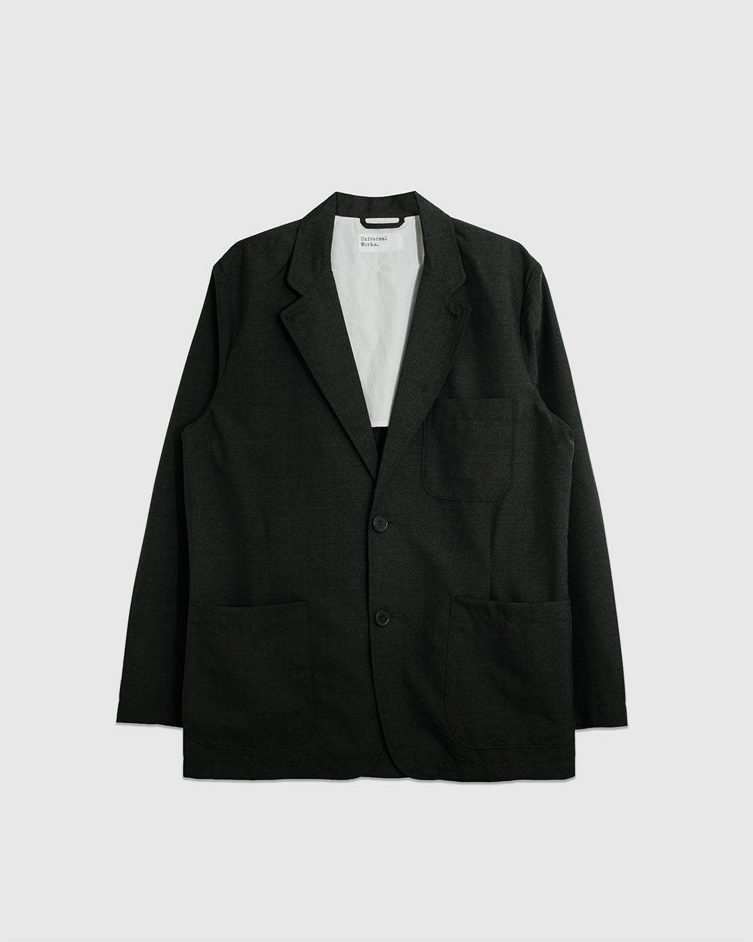 Two Button Jacket Tropical Suiting Olive Marl - UNIVERSAL WORKS