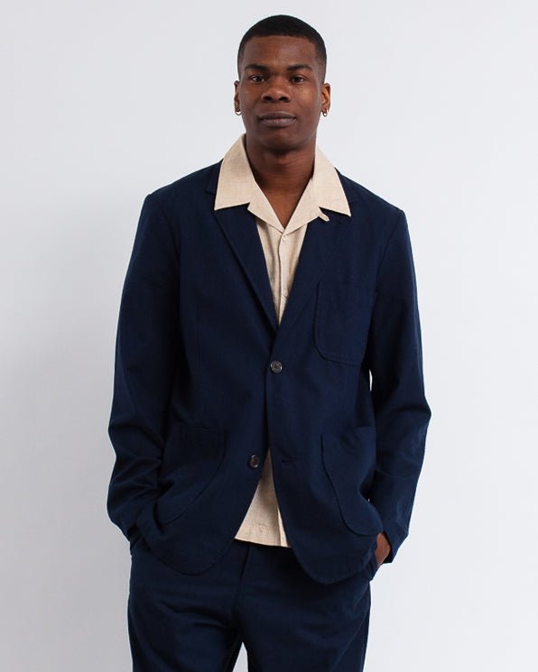 Two Button Jacket Valencia Navy - UNIVERSAL WORKS