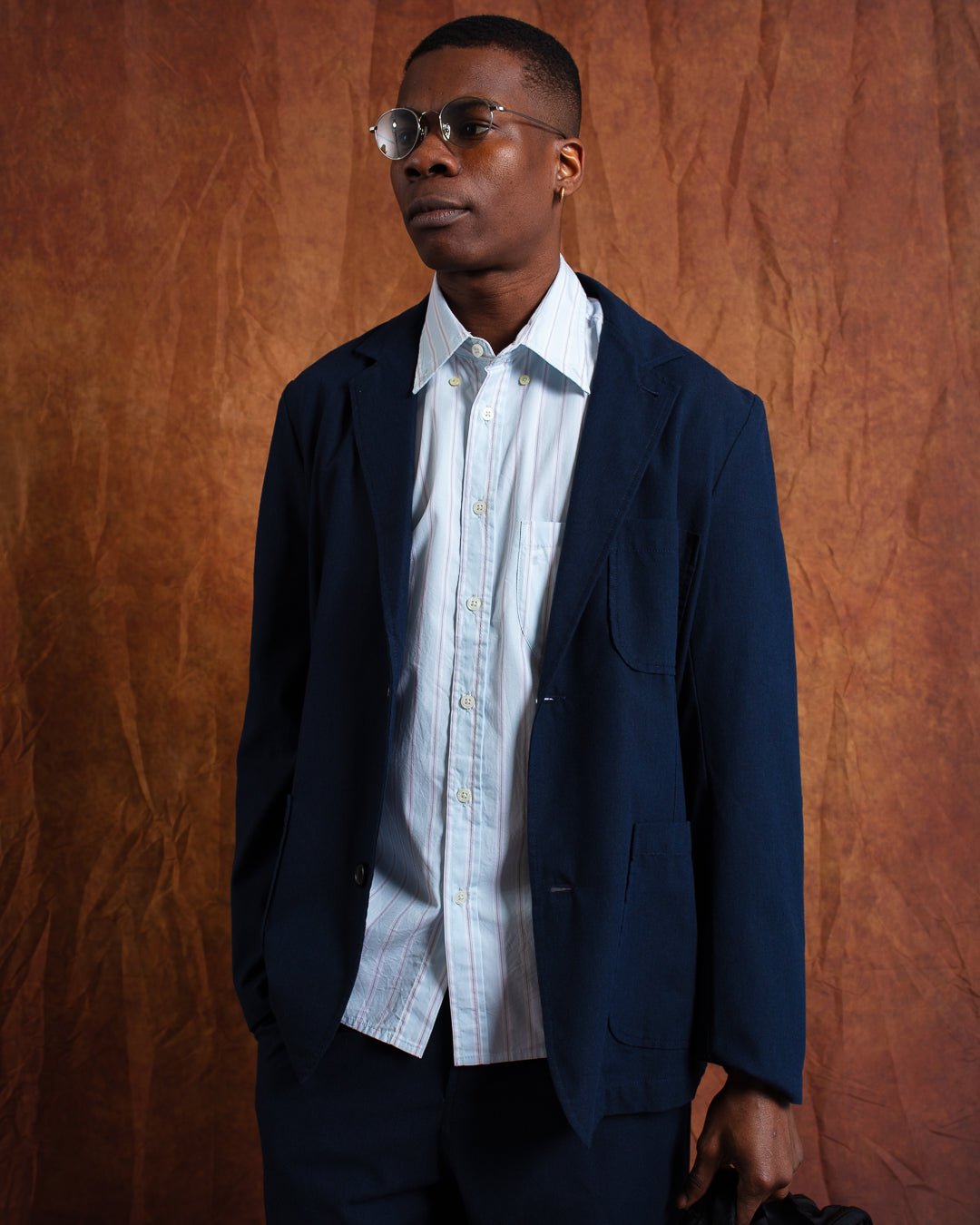 Two Button Jacket Valencia Navy - UNIVERSAL WORKS