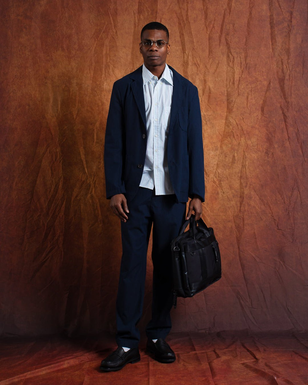 Two Button Jacket Valencia Navy - UNIVERSAL WORKS