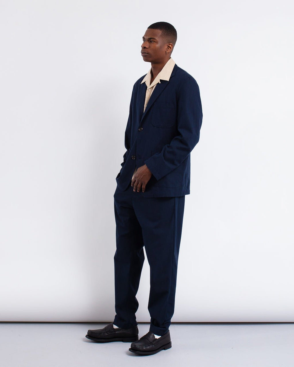 Two Button Jacket Valencia Navy - UNIVERSAL WORKS