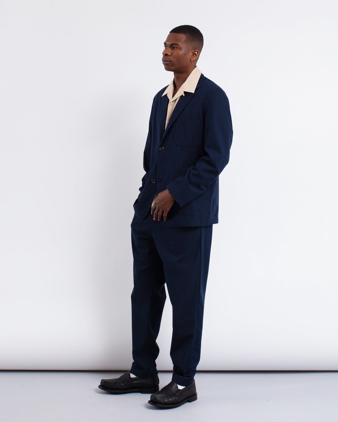 Two Button Jacket Valencia Navy - UNIVERSAL WORKS