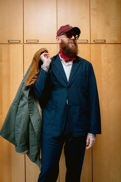 Two Button Jacket Valencia Navy - UNIVERSAL WORKS