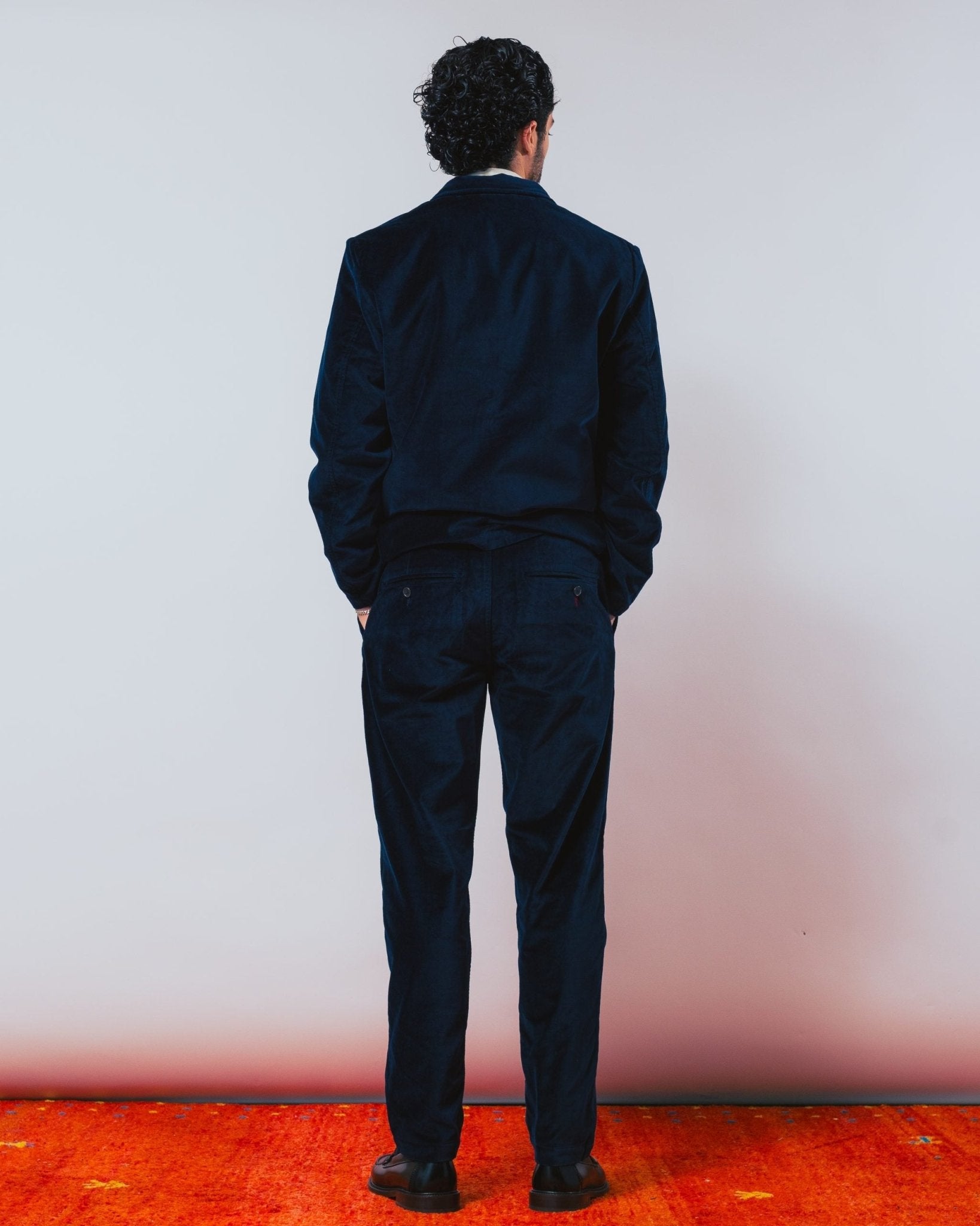 Two Button Jacket Velveteen Navy - UNIVERSAL WORKS