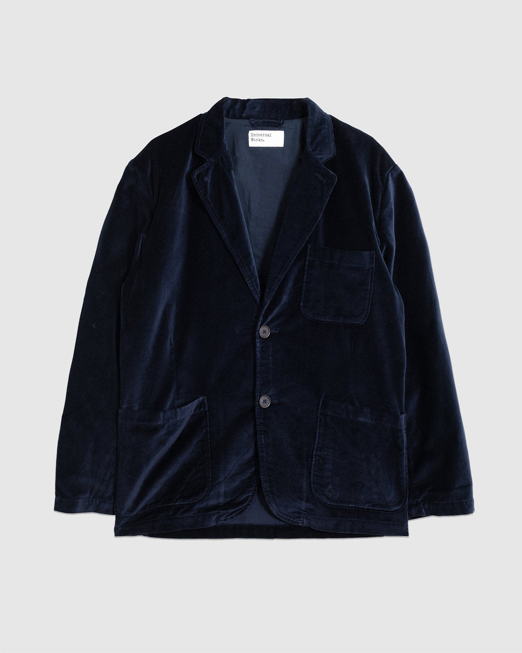 Two Button Jacket Velveteen Navy - UNIVERSAL WORKS
