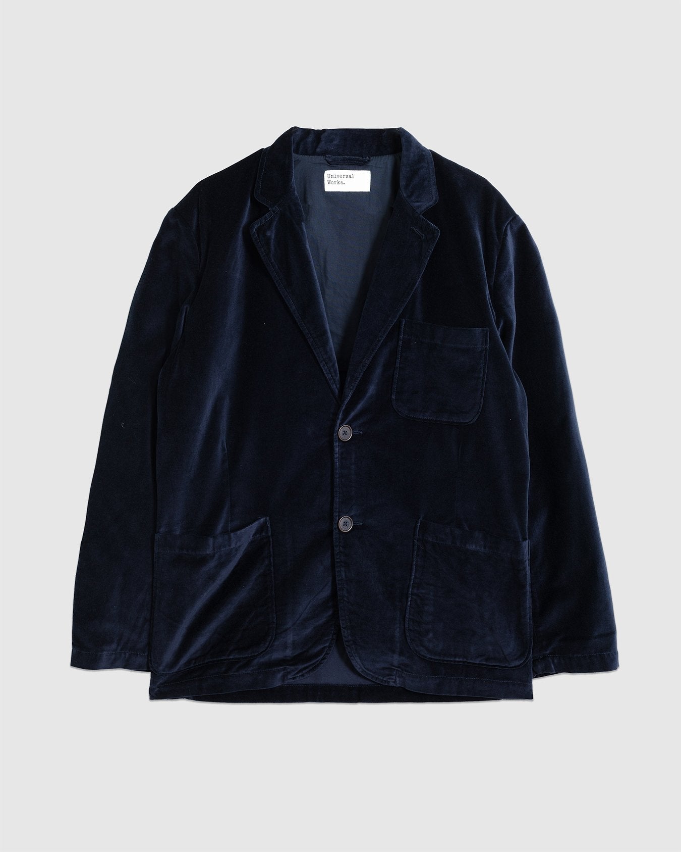 Two Button Jacket Velveteen Navy - UNIVERSAL WORKS