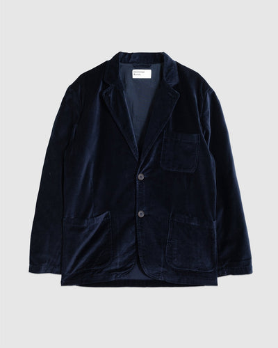 Two Button Jacket Velveteen Navy - UNIVERSAL WORKS