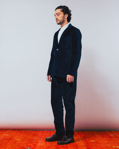 Two Button Jacket Velveteen Navy - UNIVERSAL WORKS