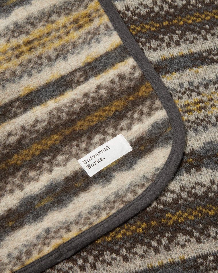 Universal Works Blanket in Brown Fairisle Fleece - UNIVERSAL WORKS