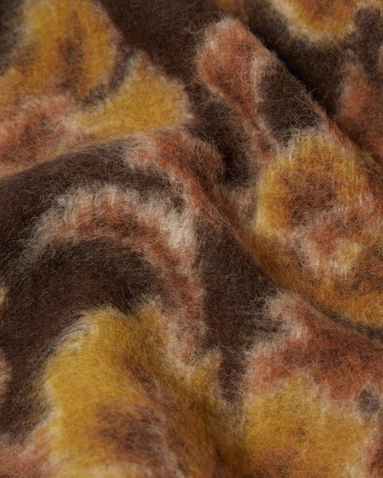 Universal Works Blanket in Brown Flower Fleece - UNIVERSAL WORKS