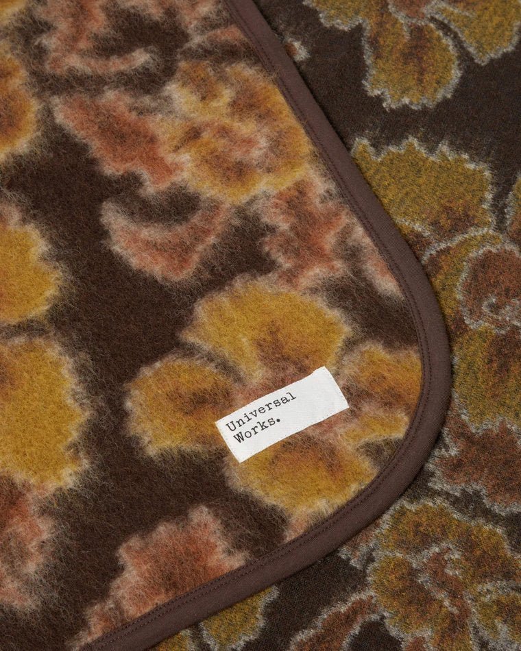 Universal Works Blanket in Brown Flower Fleece - UNIVERSAL WORKS