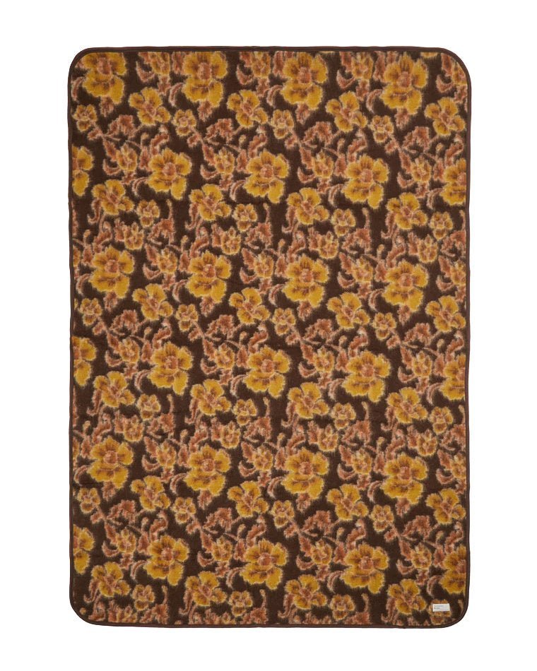 Universal Works Blanket in Brown Flower Fleece - UNIVERSAL WORKS