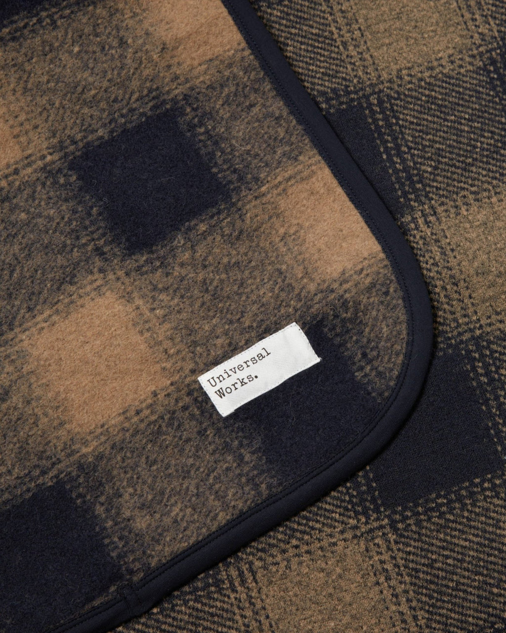 Universal Works Blanket in Navy Check Fleece - UNIVERSAL WORKS
