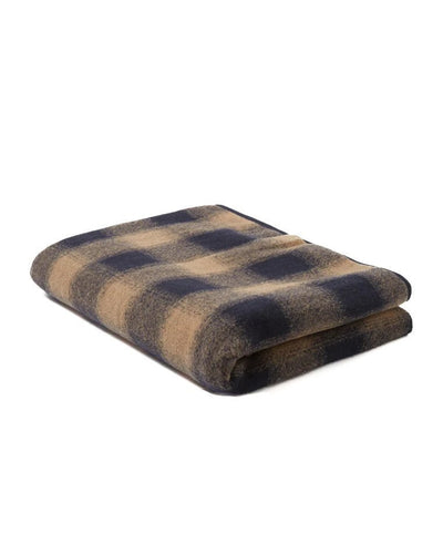 Universal Works Blanket in Navy Check Fleece - UNIVERSAL WORKS