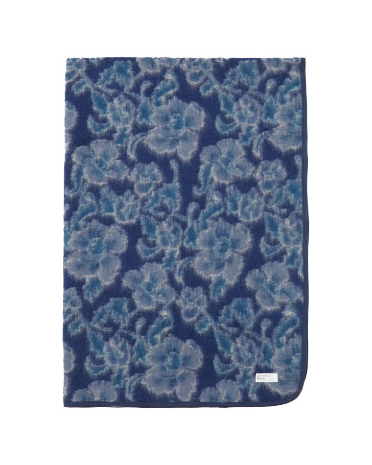 Universal Works Blanket in Navy Flower Fleece - UNIVERSAL WORKS