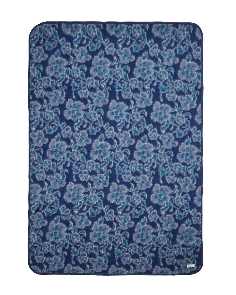Universal Works Blanket in Navy Flower Fleece - UNIVERSAL WORKS
