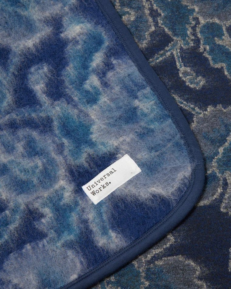 Universal Works Blanket in Navy Flower Fleece - UNIVERSAL WORKS