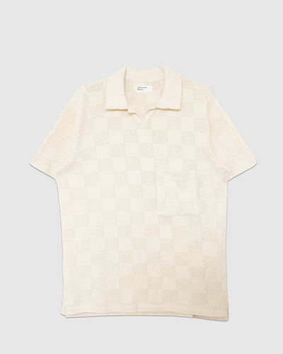 Vacation Polo Fantasy Checkerboard Ecru - UNIVERSAL WORKS