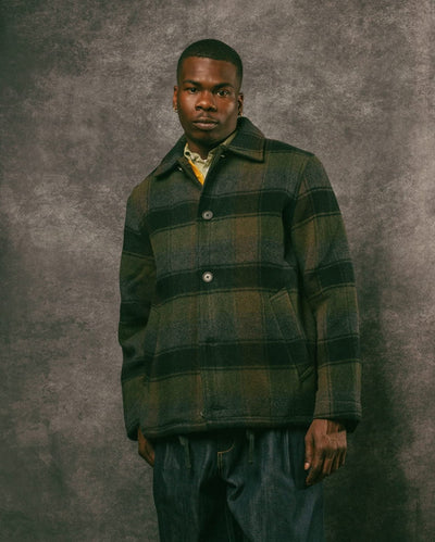 Wayfarer Jacket Black/Brown Berlin Wool Check - UNIVERSAL WORKS