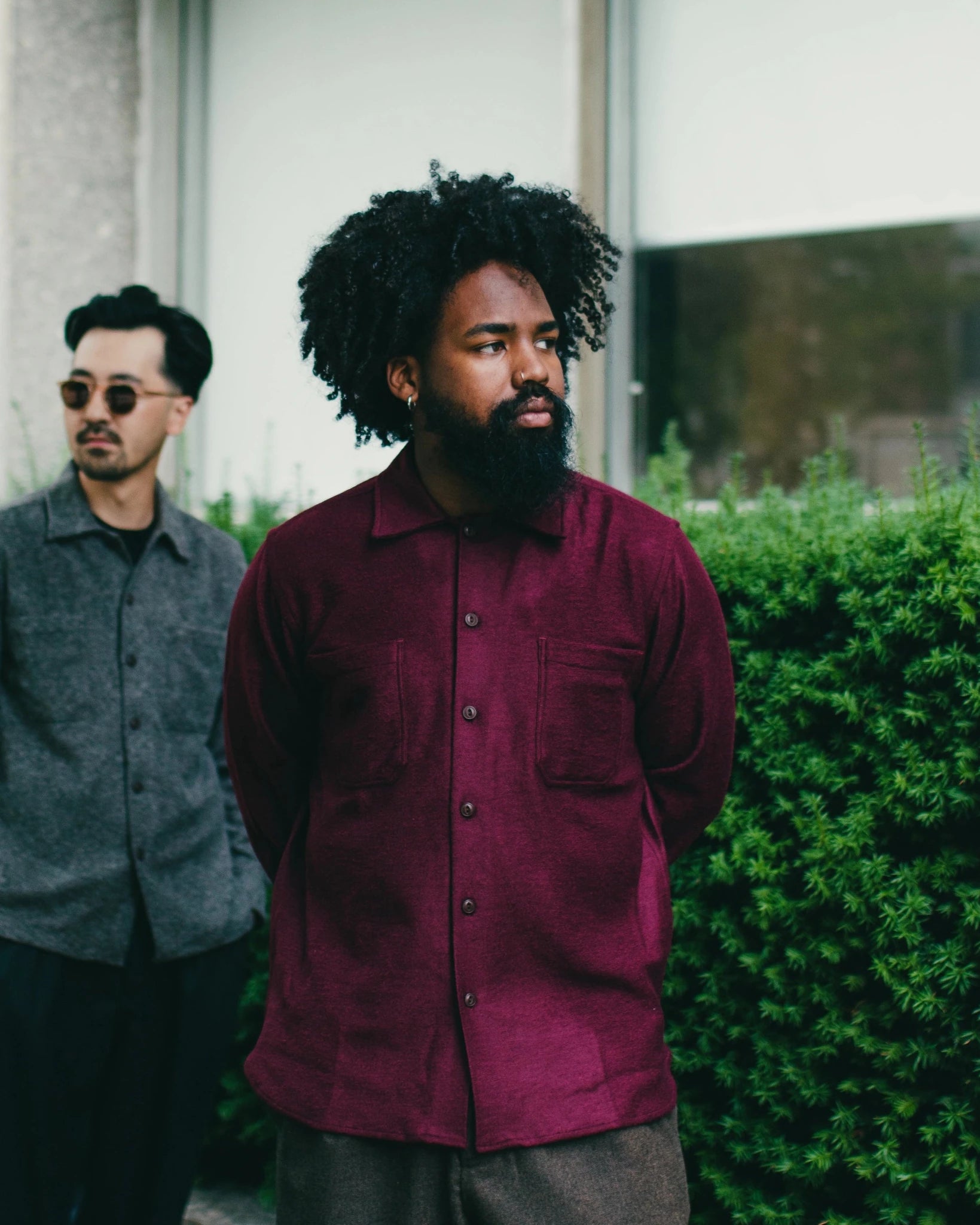 Work Shirt Dam Marl Dark Red - UNIVERSAL WORKS