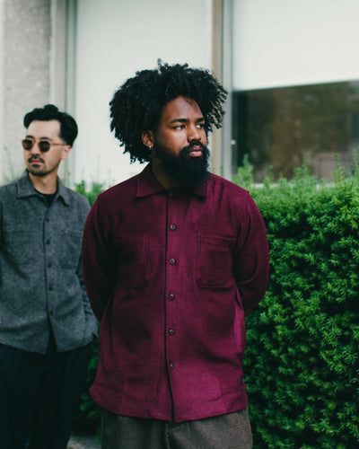 Work Shirt Dam Marl Dark Red - UNIVERSAL WORKS