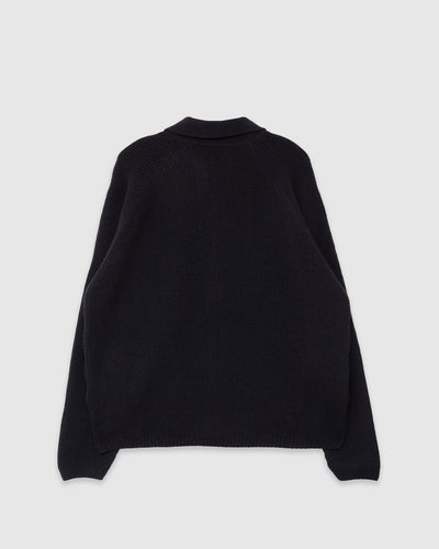 Zip Cardigan Eco Wool Black - UNIVERSAL WORKS