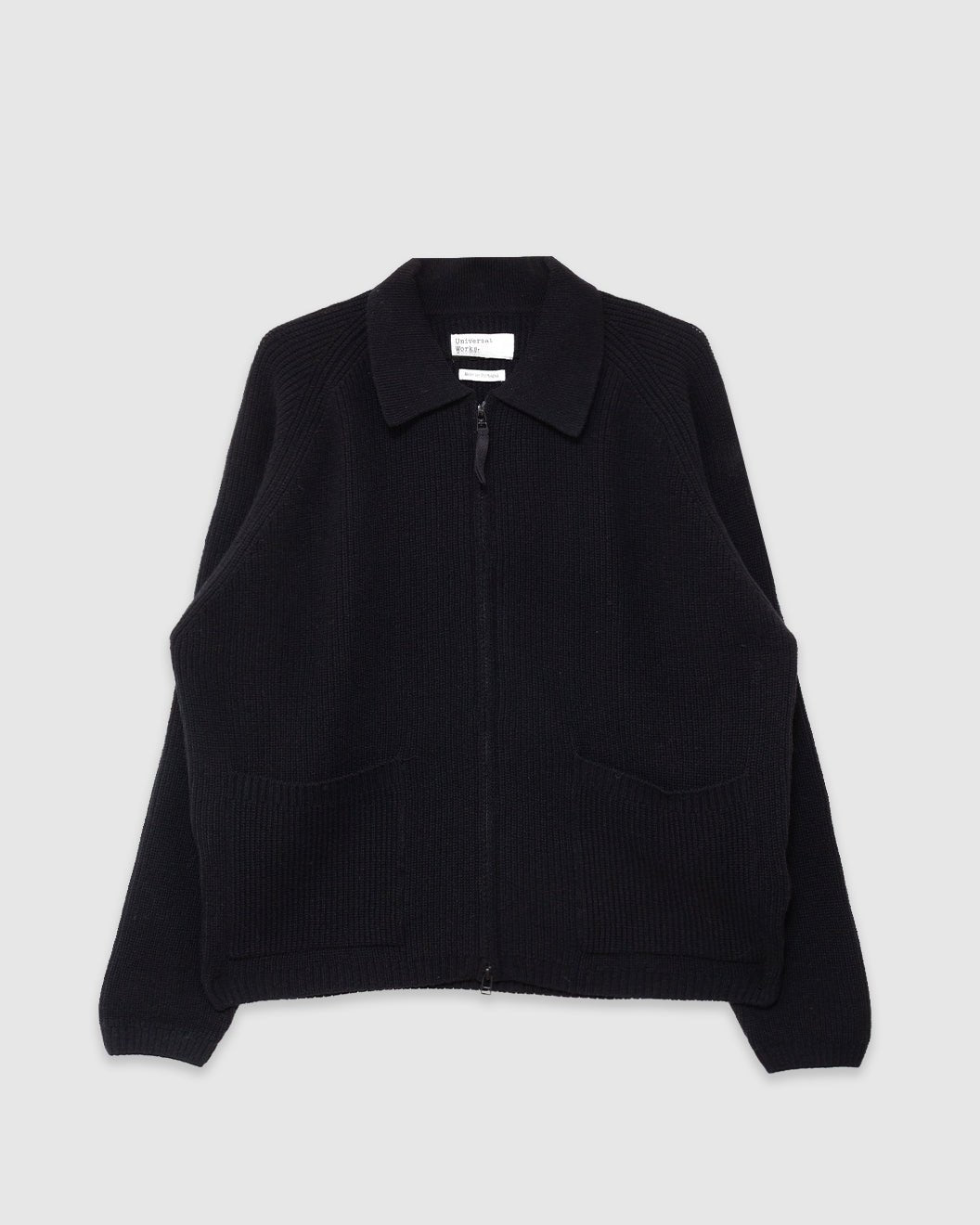 Zip Cardigan Eco Wool Black - UNIVERSAL WORKS