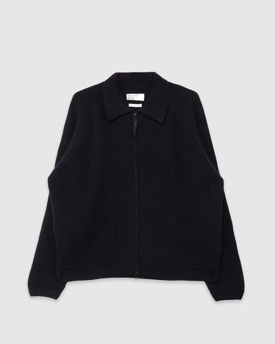 Zip Cardigan Eco Wool Black - UNIVERSAL WORKS