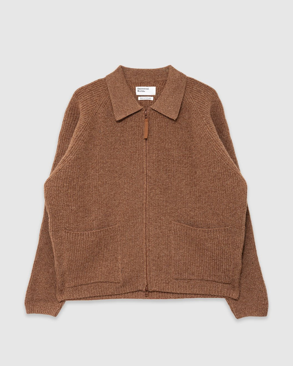 Zip Cardigan Eco Wool Tawny - UNIVERSAL WORKS