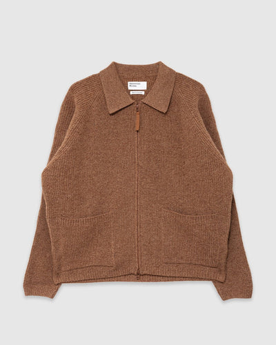 Zip Cardigan Eco Wool Tawny - UNIVERSAL WORKS