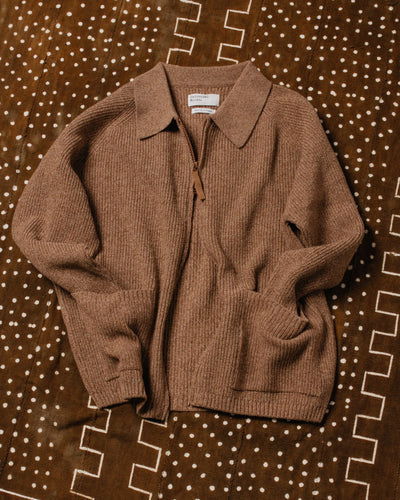 Zip Cardigan Eco Wool Tawny - UNIVERSAL WORKS