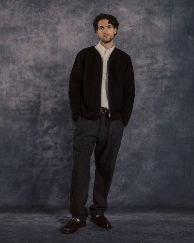 Zip Liner Jacket Black Wool Fleece - UNIVERSAL WORKS